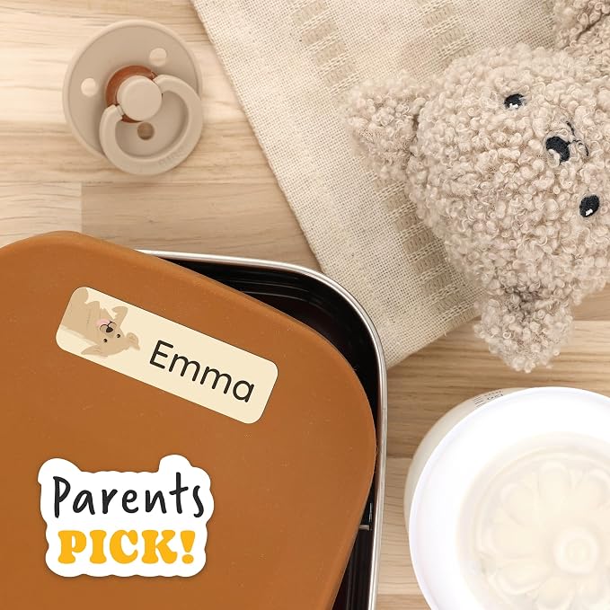 Personalized Daycare Name Labels (84) – Daycare Labels & Name Stickers for Kids – Labels for Kids Stuff Daycare – Waterproof for Baby Bottles, Clothing & Lunch Boxes - Dog