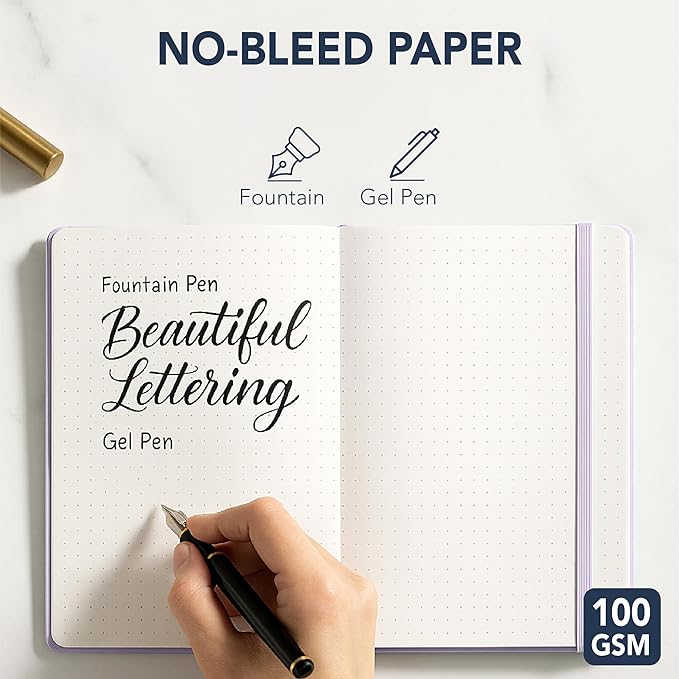 Mr. Pen- Dotted Journal Notebook, A5 Medium Size (5.7"x8.4"), 160 Pages (80 Sheets), Fabric Hardcover, 100 GSM Thick Paper, Bullet Dotted Journal for Planning, Tracking