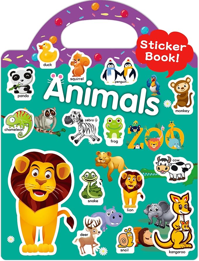 Benresive Reusable Sticker Book for Toddlers, Travel Stickers for Kids, Toddler Crafts Activities Toys, Birthday Gifts for Boys & Girls - Animals Zoo