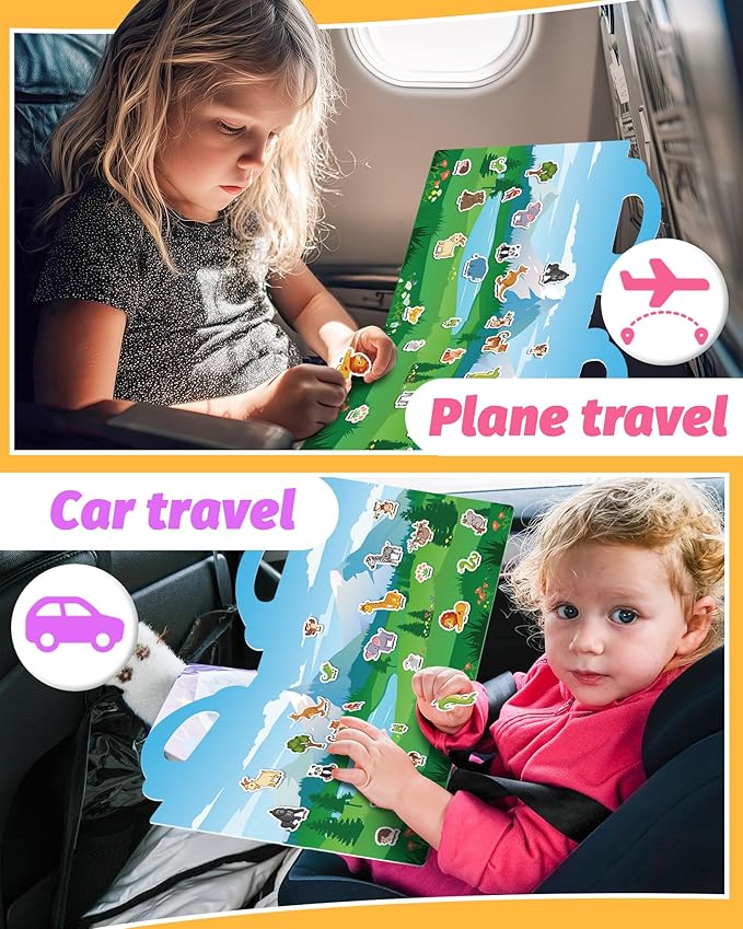 Walenced Reusable Sticker Book for Toddlers, Travel Stickers for Kids, Toddler Craft Activities Toys, Birthday Gifts for Boys & Girls