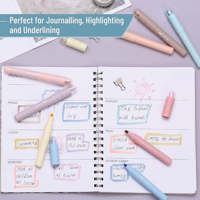Mr. Pen- Aesthetic Highlighters, 8 pcs, Vintage Pastels Colors, Cute Highlighters Assorted Colors for Journaling, Highlighting, Underlining, Fast Dry, Back to School Supplies