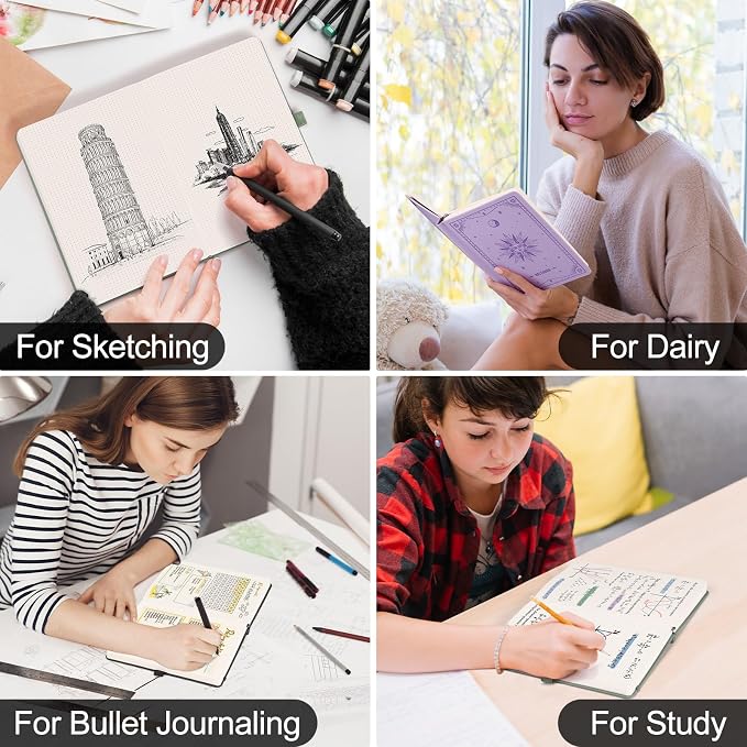 EMSHOI Dotted Journal Notebook, 320 Pages, A5 Size (5.7'' x 8.3'')