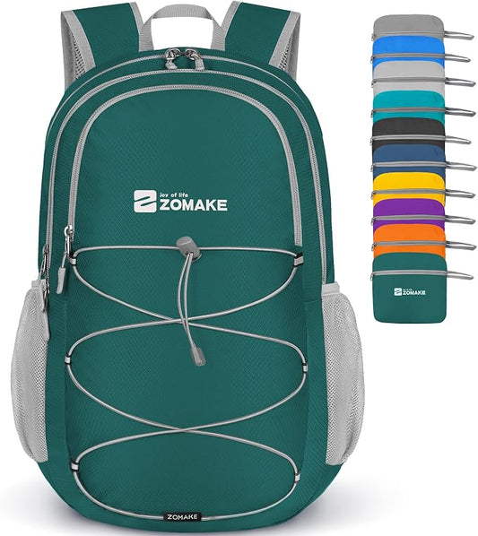 ZOMAKE Lightweight Packable Backpack, 28L Foldable Daypack (Olive Green) | Light Hiking Backpacks Water Resistant Collapsible Day Pack for Travel, Everyday Carry, Multi-Pocket Layout, Heavy Duty Nylon