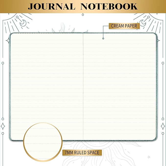 Artfan Ruled Notebook/Journal – Premium Thick Paper Faux Leather Classic Writing Notebook with Pocket + Page Dividers Gifts, Banded, Large, 144 Pages, Hard Cover, Lined (5.8 x 8.4) - Cyan