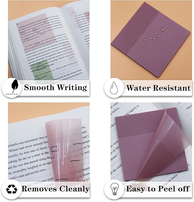 YOUDEFUL Transparent Sticky Notes, 3"x3" Clear Sticky Notes, Waterproof Translucent Sticky Note Pads for Books Annotation, Clear Post it Notes for Bible Study, School, Office