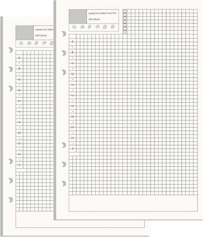 NatSumeBasics A5 Refills Paper 5" x 8" Undated Daily Binder Planner Inserts 90 Sheets 6 Holes Pocket Notebook Papers for Personal Travel Journal Diary (2 A5 Daily)