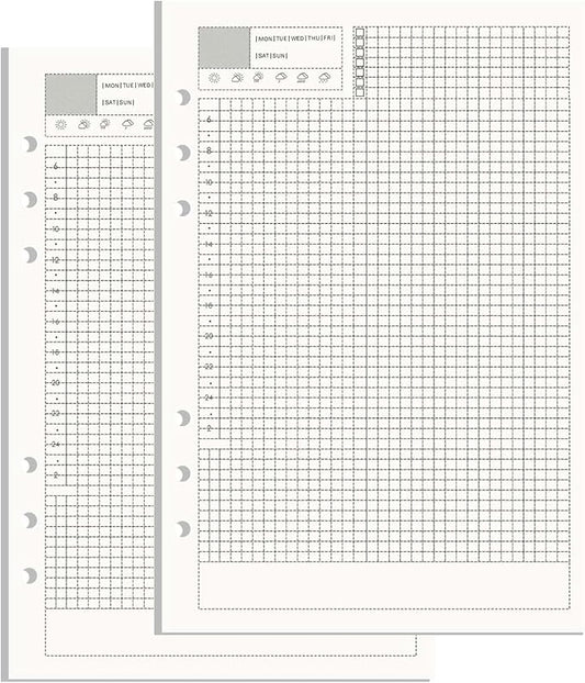 NatSumeBasics A5 Refills Paper 5" x 8" Undated Daily Binder Planner Inserts 90 Sheets 6 Holes Pocket Notebook Papers for Personal Travel Journal Diary (2 A5 Daily)