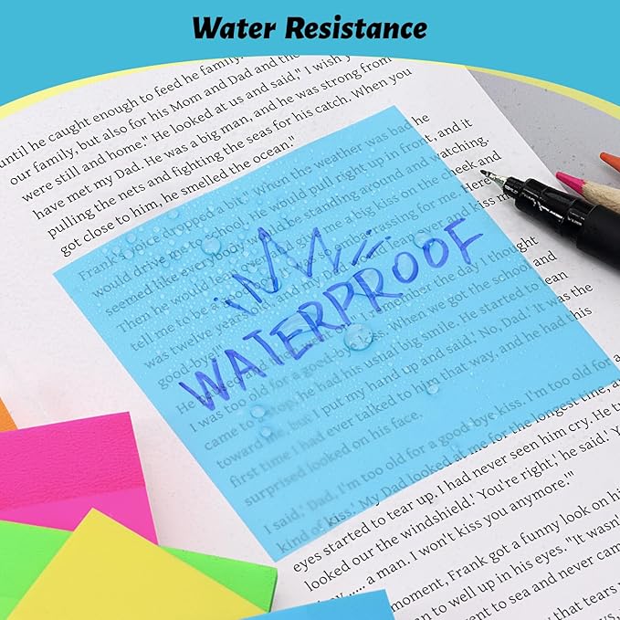 800 Sheets Transparent Sticky Notes, 3x3 Inch 14 Pads Self-Adhesive Translucent Clear See Through Post Sticky Notes for Planner Office School College Teacher Student Supplies 6 Bright Color