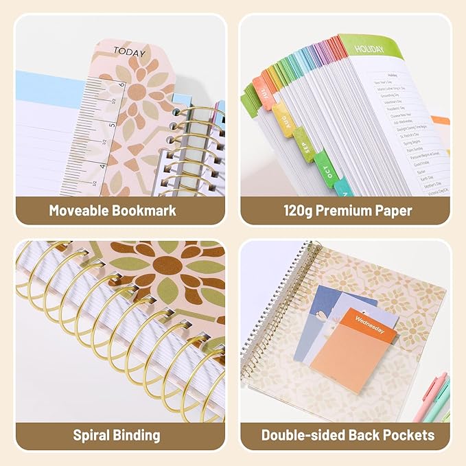 SUNEE Deluxe Teacher Planner 2026-2027, Lesson Planner Book with 7 Periods Jul 2026 - Jun 2027, 8.5" x 11" Weekly and Monthly Organizers with Colorful Tabs, Planning Stickers,120gms Paper,Retro Floral