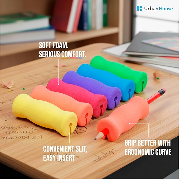 Soft Foam Pencil Grip for Kids and Adults, Open Slip Easy Insert Pen Paint Brush Holder for Right-Handed and Left-Handed Use
