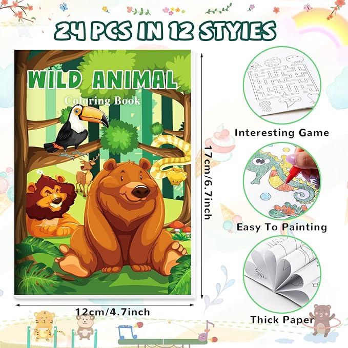 BenLouis Coloring Books Party Favors Bulk Mini Coloring Books for Kids Ages 4-8-12 Small Activity Books For Birthday Party Gifts Goodie Bags Stuffers Classroom Travel Activity（24pcs Assorted）