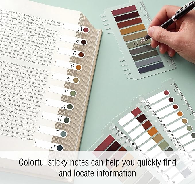 1200 pcs Translucent Annotation Tabs,10 Colors Transparent Sticky Tabs,3 Designs Index Tab for Book Accessories,Waterproof Sticky Note Tabs,Repositionable Book Flags Strip for Page Markers,Filing