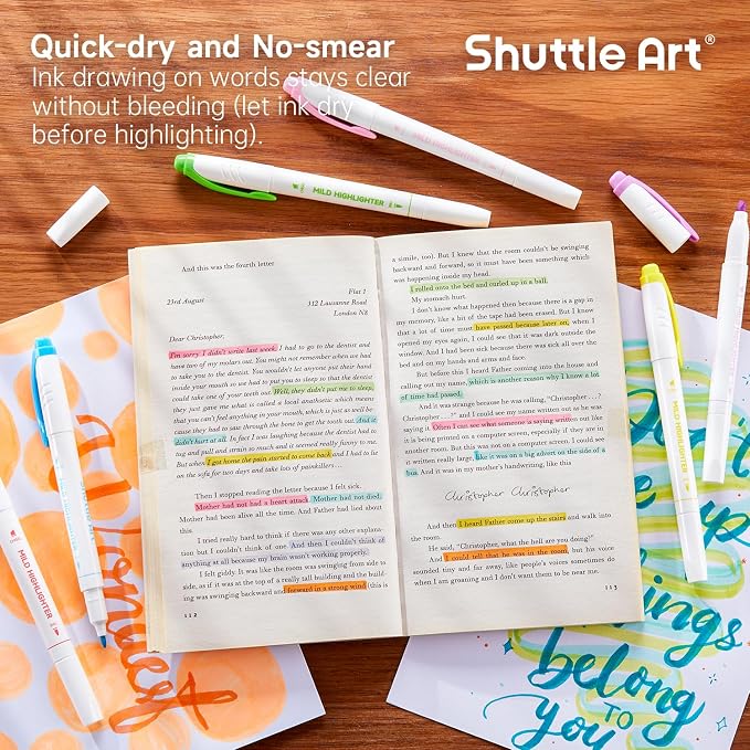 Shuttle Art 30 Colors Highlighters, Pastel Highlighter Pens Assorted Colors, Dual Tip Mild Color Markers, Perfect for Adults Teachers Students Underlining, Highlighting for Home School Office