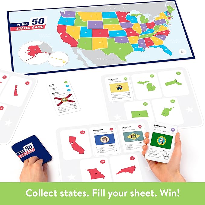 The 50 States Game - US Geography Board Game - Educational Game for Kids & Adults - Fun Learning for Teenage Boys & Girls
