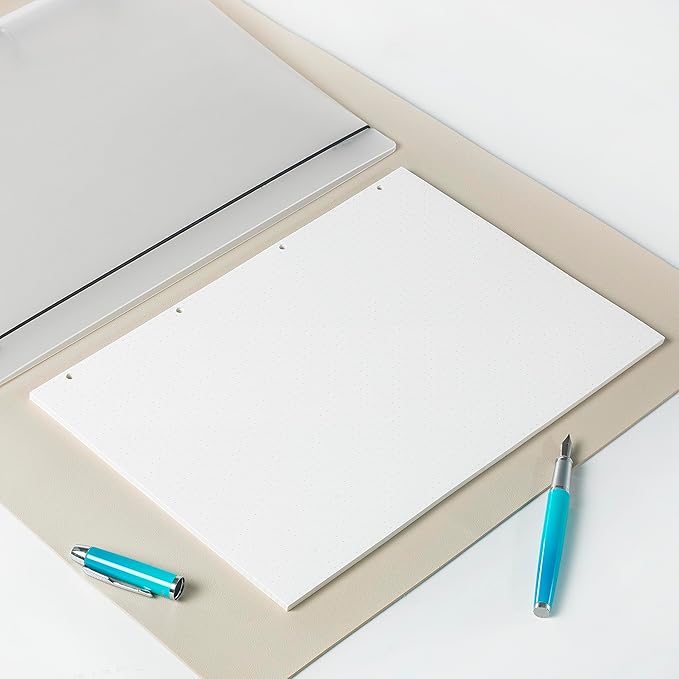 A4 Dot Grid Paper 290x210mm - 135 Sheets 100GSM Dotted Notebook Refill - 4-Hole Punch for A4 4-Ring Binders & Lever Arch Files - 5mm Spacing for Bullet Journals, Notes & Sketching
