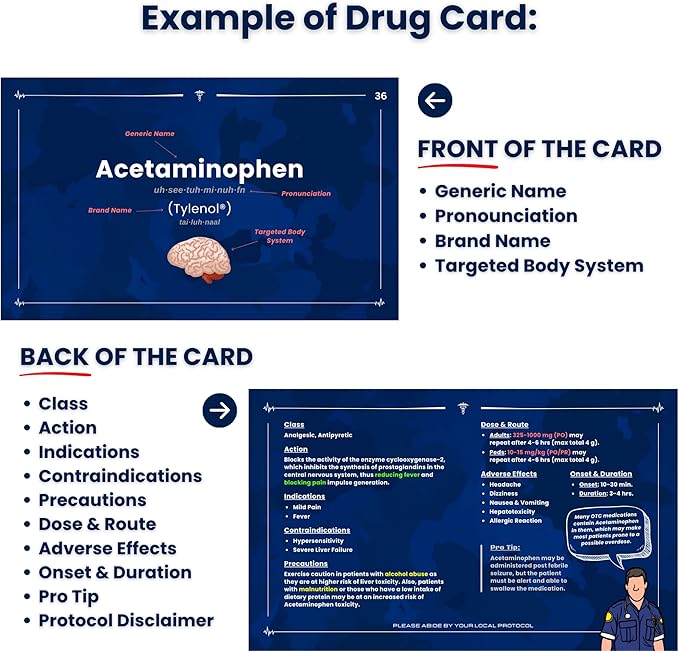Paramedic Flash EMT & Pharmacology Paramedic Flashcards - Drug Study Pocket Guide Flash Cards with Dosage Formulas, IV Gauges, Concentrations, Drip Rates, and Med Math for EMS Students