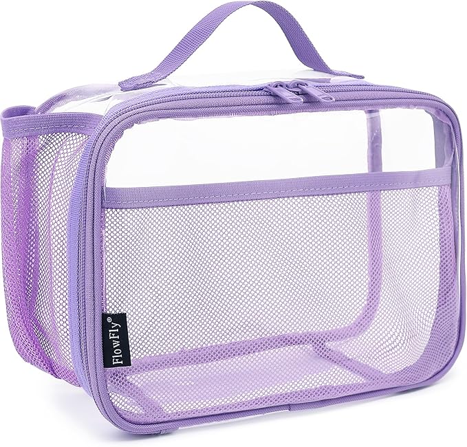FlowFly Kids Lunch box Insulated Soft Bag Mini Cooler Back to School Thermal Meal Tote Kit for Girls, Boys,ClearPurple