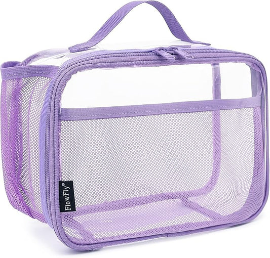 FlowFly Kids Lunch box Insulated Soft Bag Mini Cooler Back to School Thermal Meal Tote Kit for Girls, Boys,ClearPurple