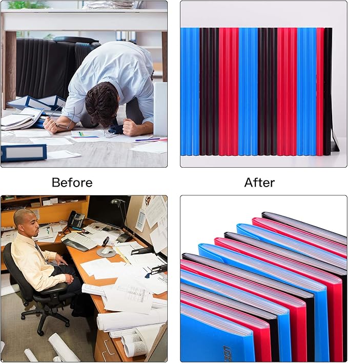 3 Pack 13-Pocket Expanding File, Plastic Expandable File Folder with Pockets, Accordion Organizer Folder - Black&Blue&Red