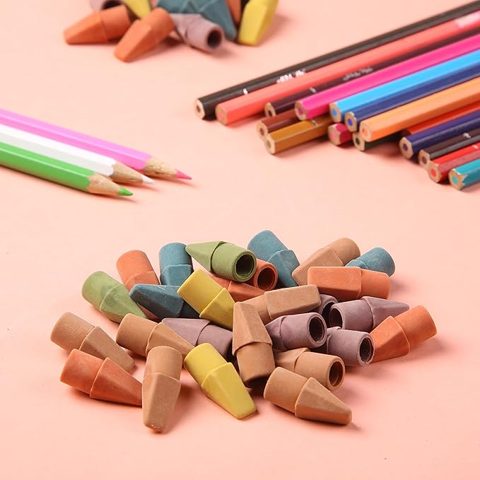Mr. Pen- Pencil Top Erasers, 120 Pack, Folk Festival Colors, Latex-Free & No Smudge Pencil Eraser Tops