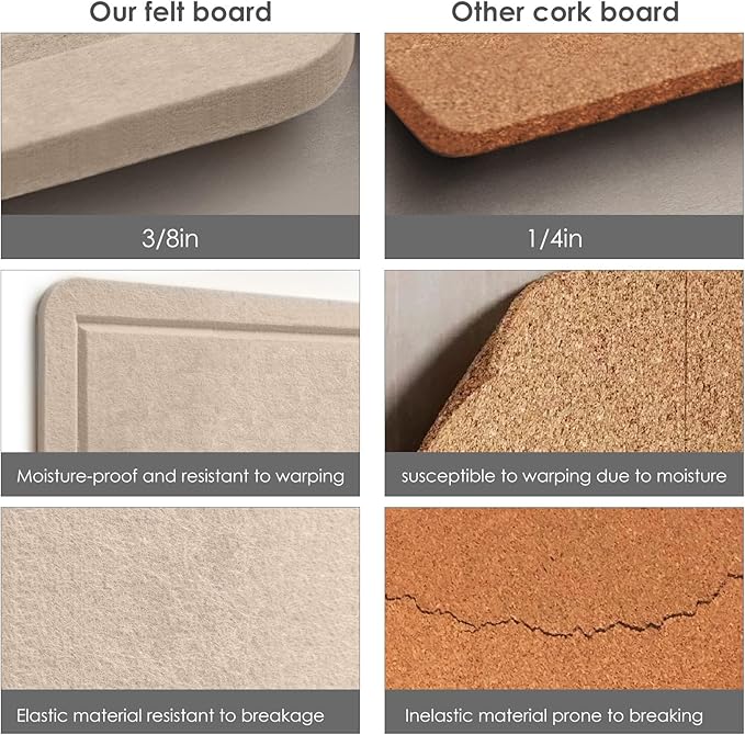 Lightomorrow Bulletin Board, 36 x 24 inches Felt Board - Decorative Pin Board, Cork Board Alternative for Wall, 3' x 2' Foldable Self-Adhesive Vision Board Prayer Board with 20 Pushpins - Beige Brown