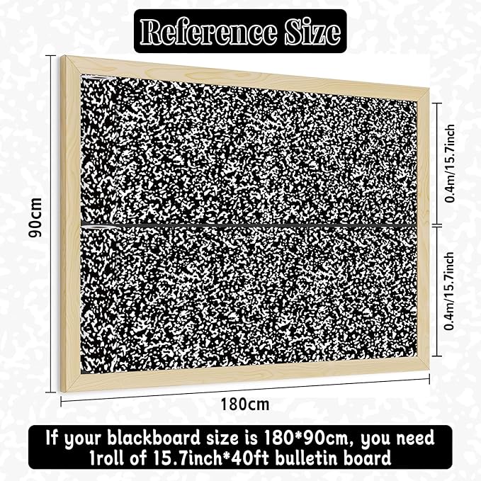 Black Composition Bulletin Board Roll Reusable Waterproof Erasable Black and White Non-Woven Fabric Bulletin Board Roll Composition Poster for Teacher Classroom Decors Wrap Crafts 15.7" x 20ft