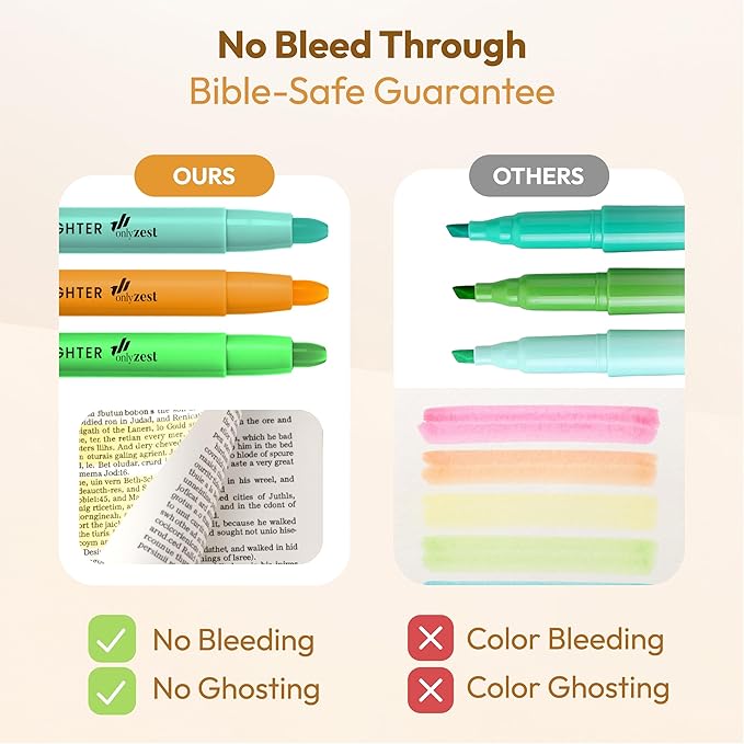 10 Pack Bible Safe Highlighters - Sorbet Color, Wax Highlighters No Bleed, Scripture Markers for Journaling, Study Accessories and School Supplies