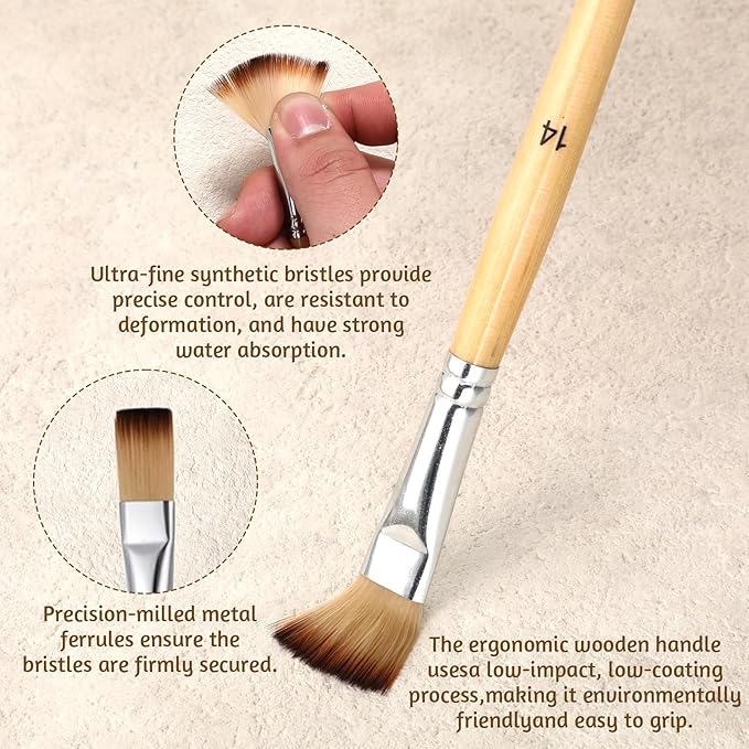 25 PCS Acrylic Paint Brush Set, Professional Paintbrushes, Expert Synthetic Nylon Bristles Paint Brush Kit with Upgraded Short Handle Wide Flat & Palette Knife for Acrylic, Oil, Watercolor, Gouache