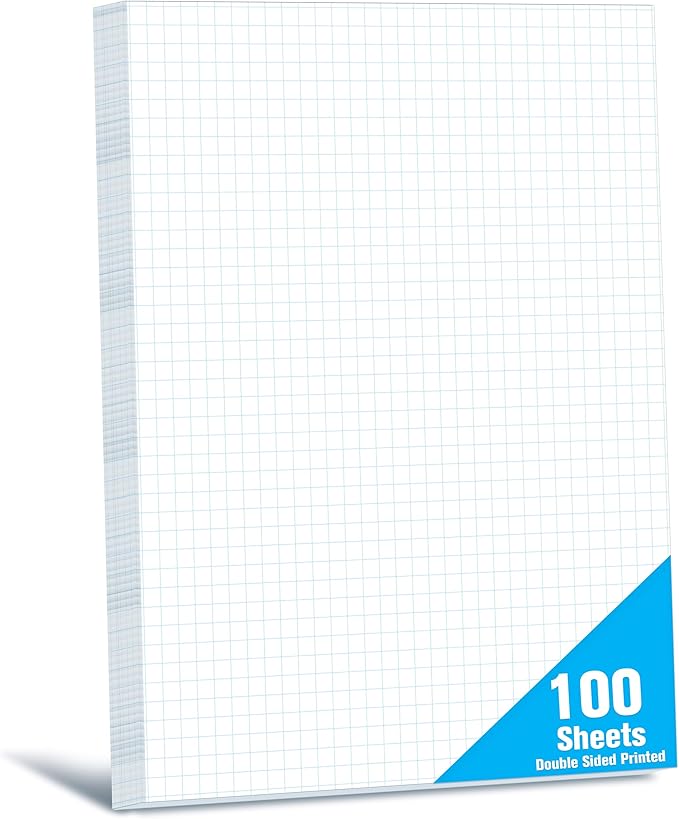 100 Sheets Graph Paper, Double-sided Grid Paper 4x4 Graph Ruled Paper (4 Squares per inch), Easy to Tear Blueprint Grid Pad For Students, Officers, Engineering Drawing, Drafting