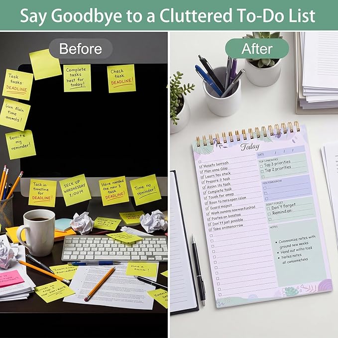 Thboxes 2 Packs To Do List Notepad, 104 Pages To Do List Notebook A5 Undated Daily Planner Notepad with Task Checklist Home Office School Supplies