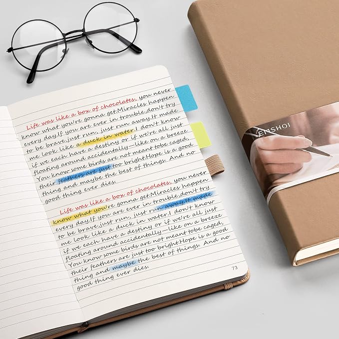 EMSHOI Lined Journal Notebook, 256 Numbered Pages, A5 Size (5.7'' x 8.3'')
