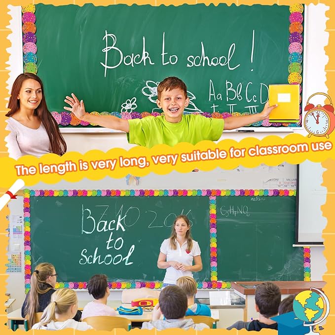 Fuyoooo 49 ft Colorful Confetti Magnetic Borders for Classroom Bulletin Board Borders Magnetic Whiteboard Classroom Strips Reusable Rolled Wall Trim for School Teacher Offices Chalkboard