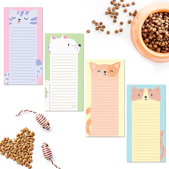 Sweetzer & Orange Magnetic Notepads for Refrigerator 4 Pack, Sticky notes for Fridge Sets - Sticky Journals for Freezer - Magnetized memo sheets for cooler - 3.5” x 7”, 45 Pages