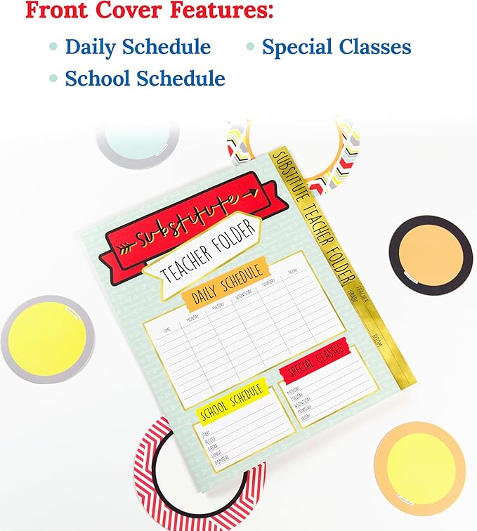 Carson Dellosa 6-Pack Substitute Teacher Folder, Schedules, Routines, Procedures, Classroom Management, Contact Information, and More with Pockets, Desk Organizer School Supplies