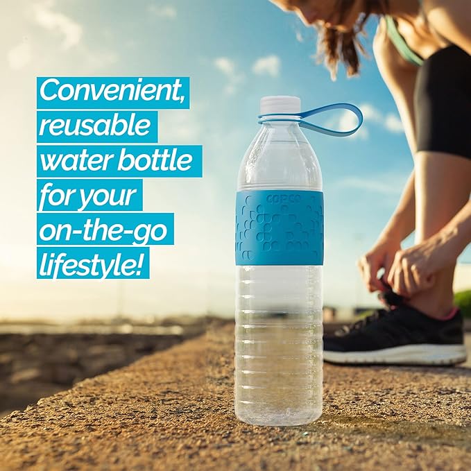 Copco Hydra 20 oz Water Bottle with Carrying Loop – Leak Proof, BPA Free Tritan, Dishwasher Safe, Twist-Open Body, Non-Slip Silicone Grip, Ideal for Gym, Travel & Office Use (Light Blue)