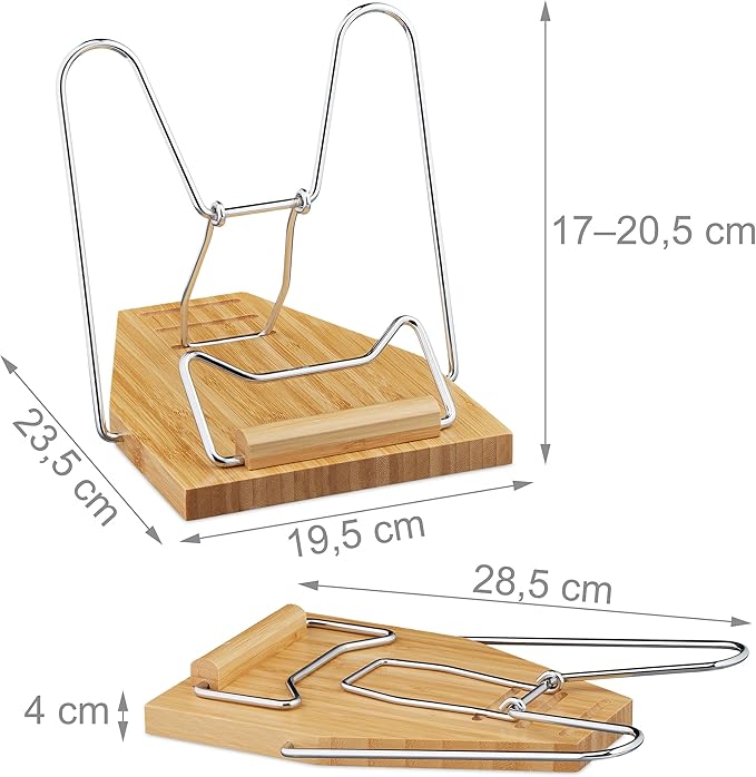 Relaxdays Bamboo Reading Stand, 3 Tilt Angles, Foldable, Book Tray for Notebooks, Books & Tablets, Cookbook Holder, Natural