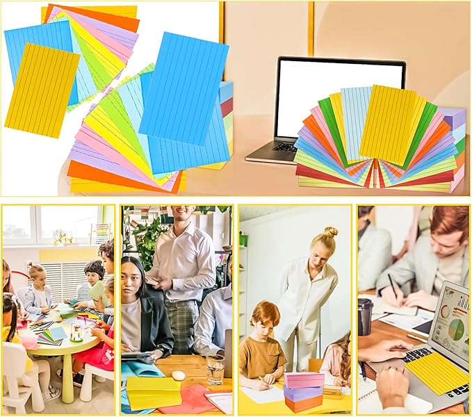 180Pcs Colored Index Cards 4x6 Inch Flash Cards with Lines Note Card Flashcards, Colorful Ruled Card Pad Index Note Books 4 x 6 Notecards for Studying School Supply College Office