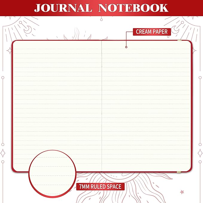 Artfan Ruled Notebook/Journal – Premium Thick Paper Faux Leather Classic Writing Notebook with Pocket + Page Dividers Gifts, Banded, Large, 144 Pages, Hard Cover, Lined (5.8 x 8.4) - Red