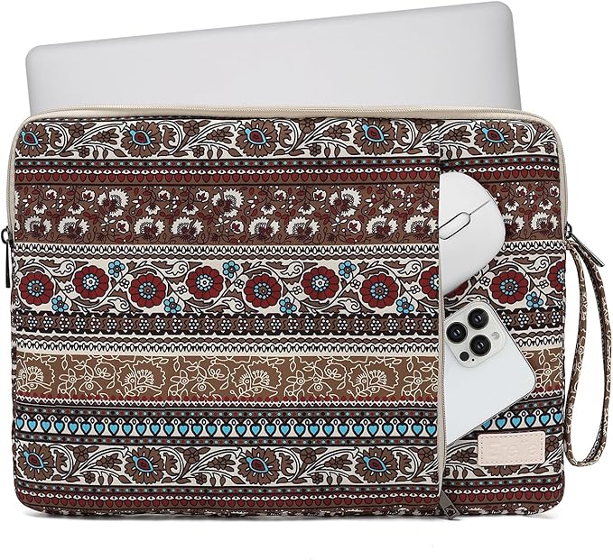 Laptop Sleeve 13.3 inch14 Inch, 15.6inchWater Resistant Traveling Computer Cover with Handle, Shockproof Protective Carrying Laptop Case (Y8-Khaki Bohemia, 14 inch)