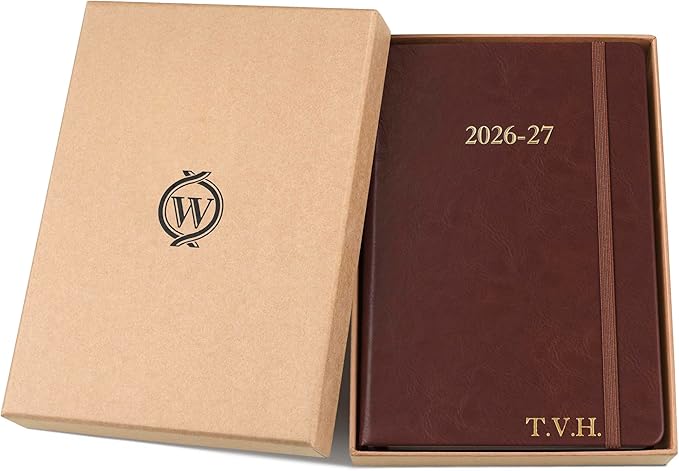 Wykeham's Executive 2026-27 Daily Journal Planner – Customization Available – Mid-Year Academic Diary – July 2026 to June 2027 (Personalized Conker, 8.5"×5.5")