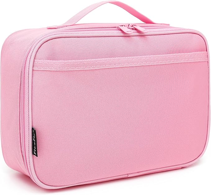 FlowFly Kids Lunch box Insulated Soft Bag Mini Cooler Back to School Thermal Meal Tote Kit for Girls, Boys, Pink
