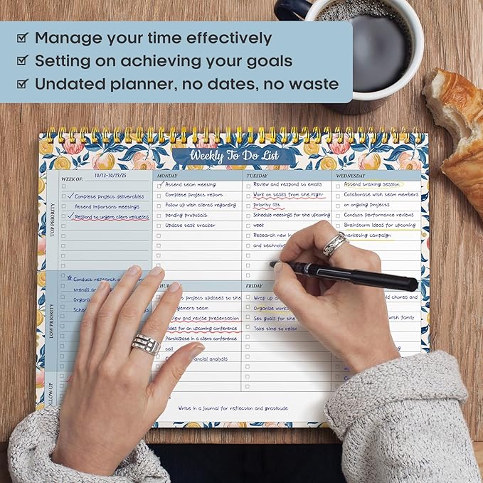 Taja Weekly To Do List Notepad with 52 Undated Sheets（8.5"×11"）- Weekly Desk Planner for Women & Man, Work and Home - 1 Pack Citrus Grove