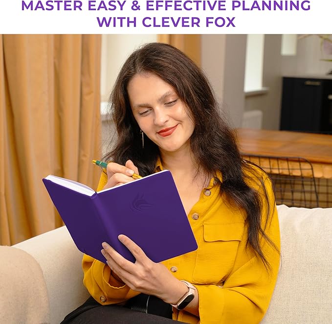 Clever Fox Dated Hourly Weekly Planner 2026 – Daily, Monthly & Yearly Agenda Organizer with Time Slots – Hardcover Journal, A5 Size (Purple)