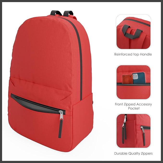 200 Pack Bulk Backpacks, Wholesale 17-Inch Lightweight Bookbags for Kids, Adults, School, Classroom, Travel, Gym Supplies with 1 Large, 1 Small Pocket, Perfect for Events, Corporate Bundles, Black