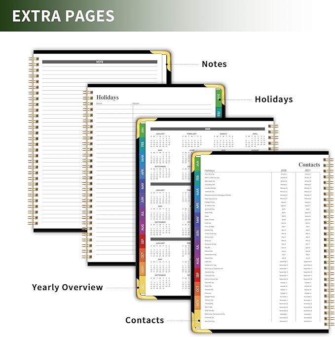 Planner -2026, Hardcover Weekly & Monthly Calendar Planner, January 2026 - December 2026, 6" x 8", Daily Agenda Book with Colorful Tabs, College Organizer Notebook, School & Work Supplies for Student Teacher Classroom