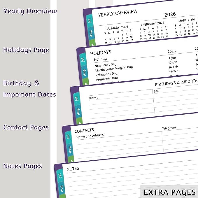 Appointment Book 2026-2027 - Appointment Planner with Weekly ＆ Monthly Spread, Jul 2026 - Jun 2027, 8.5’’ x 10.5’’, Large, 15 Minute Increments, 2026-2027 Daily Planner with Pockets, Tabs, thick paper