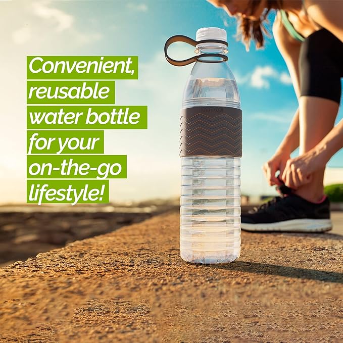 Copco Hydra 20 oz Water Bottle with Carrying Loop – Leak Proof, BPA Free Tritan, Dishwasher Safe, Twist-Open Body, Non-Slip Silicone Grip, Ideal for Gym, Travel, Office & Everyday Use (Grey)