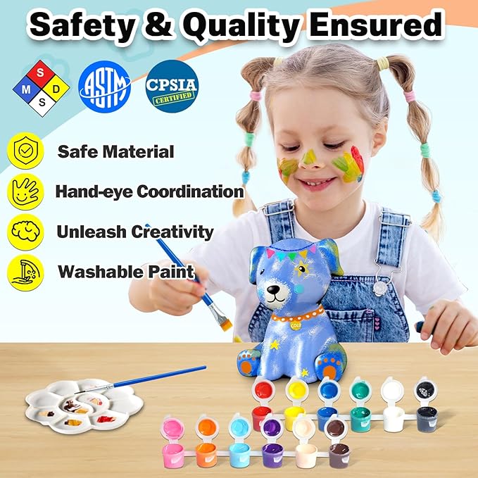 FUNZBO Paint Your Own Dog Lamp Kits - Arts and Crafts Supplies Puppy Painting for Kids Teens, DIY Night Light Dog Toy for Girls Boys Age 3 4 5 6 7 8 9 10 11 12 13 Birthday Gift