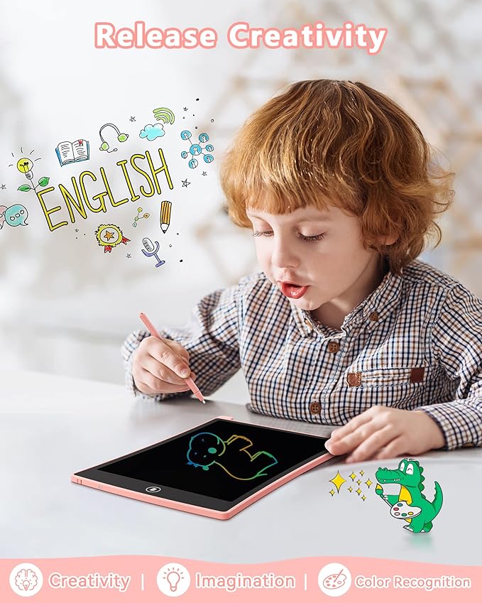 KOKODI Toys for 3 4 5 6 Years Old Girls, 10 Inch Reusable Colorful LCD Writing Tablet Doodle Board Drawing Pad for Kids, Learning Educational Birthday Stocking Stuffer Christmas Gifts