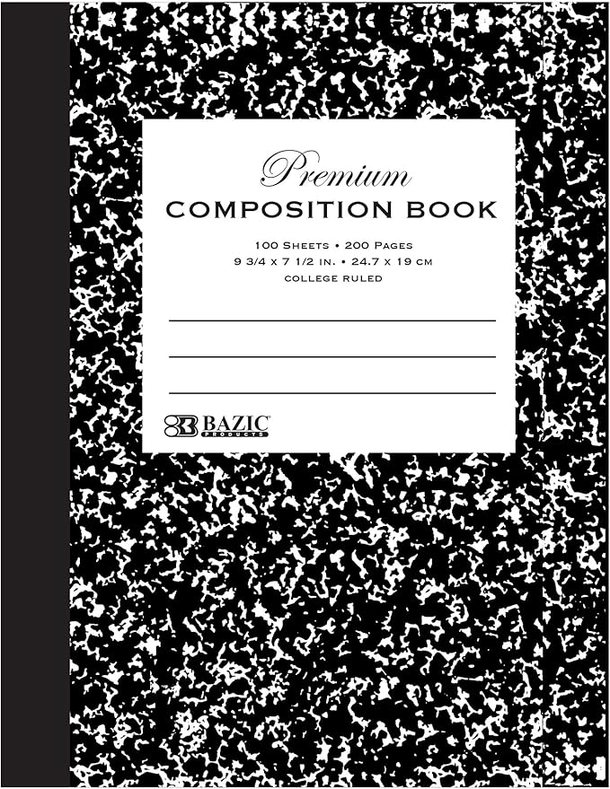 BAZIC PRODUCTS Composition Notebook, College Ruled, 9.75" x 7.5"